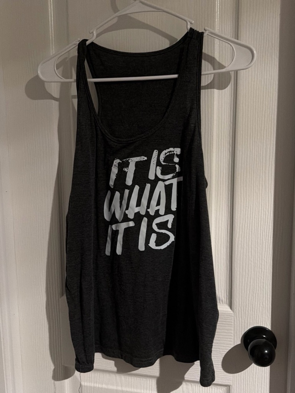 SHEIN Black Tank Top with White 'It Is What It Is' Graphic